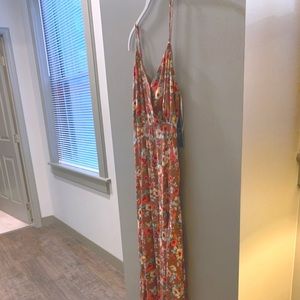 Floor length floral maxi dress with slit